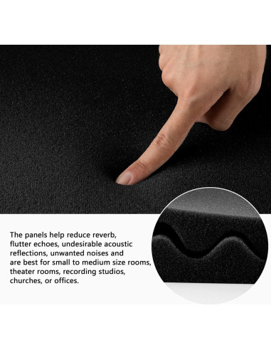 Paneles Acústicos Autoadhesivos Ovalados Negros - 12 Piezas 30.48x30.48 cm