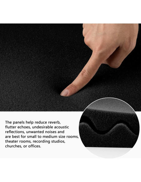 Paneles Acústicos Autoadhesivos Ovalados Negros - 12 Piezas 30.48x30.48 cm