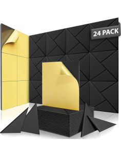 Paquete de 24 Paneles Acústicos Autoadhesivos 30.48x30.48cm - Espuma Aislante de Sonido 2
