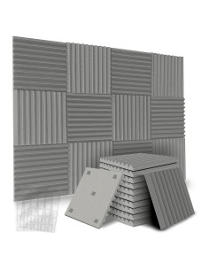 Paquete de 12 Paneles Acústicos de Espuma Aislantes 30.48cm Gris