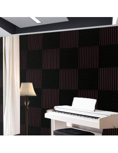 52 Paneles Acústicos Espuma Aislante Sonido 30x30cm Negro/Burdeos 2