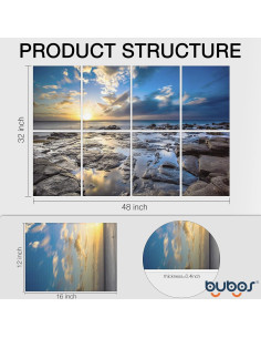 BUBOS 8 Paneles Acústicos Artísticos Autoadhesivos 48x32 cm 2