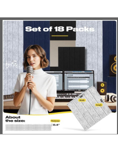 Paquete de 18 Paneles Acústicos Aislantes Autoadhesivos 30.48cm 2