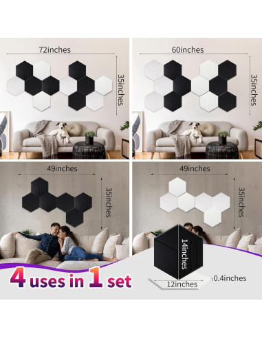 Paneles Acústicos Mollywell 12 Pcs Aislamiento Sonoro 35.56x30.48 cm