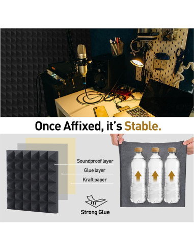 Paquete de 6 Paneles Acústicos Aislantes 30x30 cm Autoadhesivos