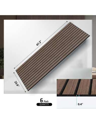 Panel Acústico UMIACOUSTICS 6 Piezas 120x60 cm Color Nogal