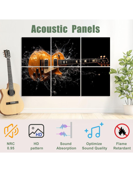 Paquete de 6 Paneles Acústicos Art 182x122 cm Aislantes Sonido