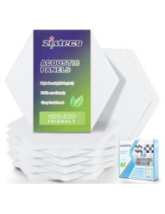 Paneles Acústicos Hexagonales Blancos ZIMECS - 12 Paquetes 30.48x25.4x0.96cm