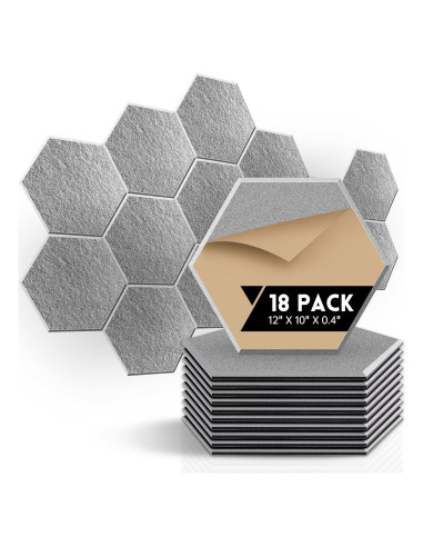 Paquete de 18 Paneles Acústicos RITOLLO 30.48x25.4 cm Gris