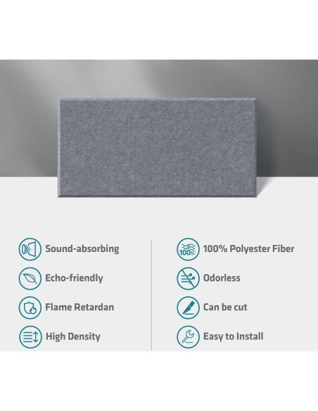 Paneles Acústicos Autoadhesivos 6 PCS 60x30 cm Alta Densidad Gris