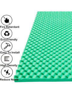 Paneles de Espuma Acústica 2 Pcs Verde 121.9x61x5.1 cm Ignífugos 2