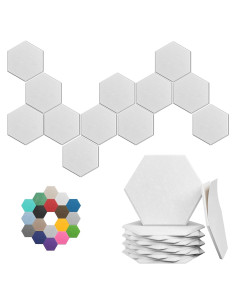 Paneles Acústicos Hexagonales UNECHO - 12 Piezas 30.48x25.4cm Blanco