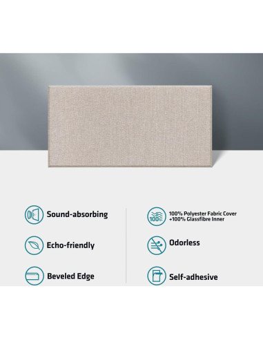Panel Acústico de Fibra de Vidrio Lino 60x30 cm - 4 Piezas
