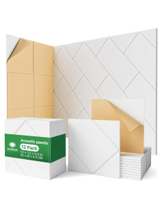 Paquete de 12 Paneles Acústicos Aislantes Topnaca 30.48x30.48cm Blanco
