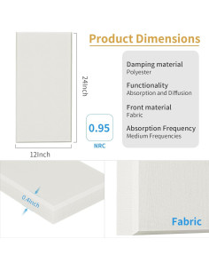 Paneles Acústicos GINCHAIN 4 PCS Beige 60x30cm Aislantes Sonido 2