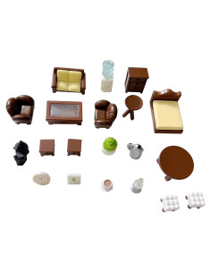 20pcs Mini Muebles de Resina Marrón para Casa de Muñecas