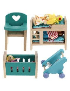Juego de Muebles de Casa de Muñecas HEMOTON 1:12 Madera Azul