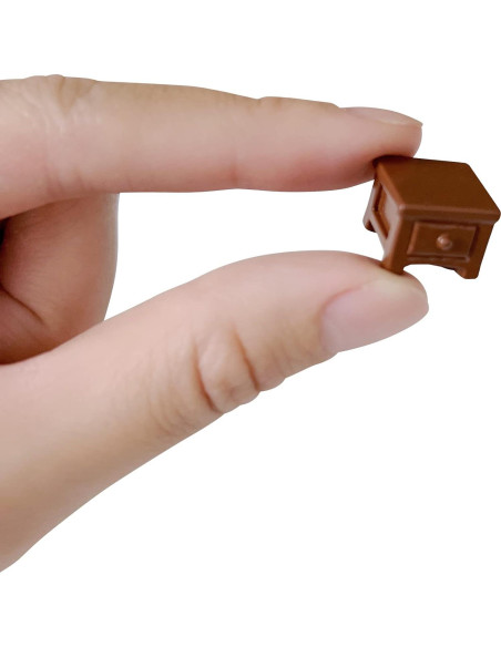 20pcs Mini Muebles de Resina Marrón para Casa de Muñecas