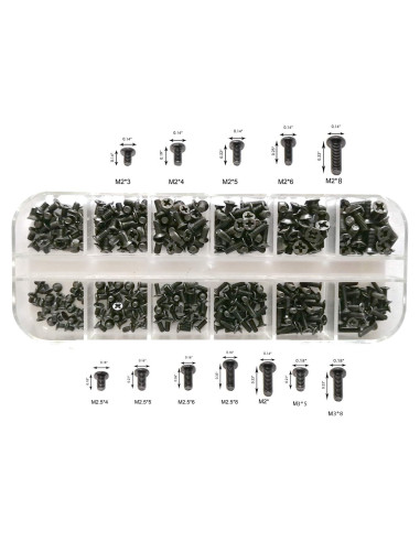 Kit de Tornillos Electrónicos Persberg 360pcs M2 M2.5 M3 Negro