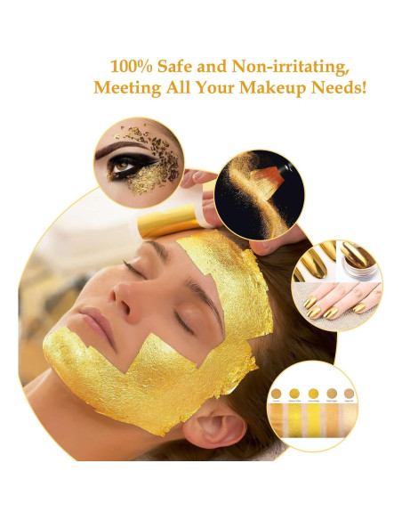 100 Hojas de Oro Comestible 24K 13.5x13.5 cm con Pinzas