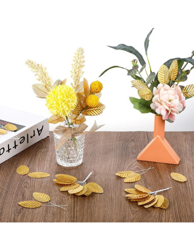 200 Hojas de Seda Artificial Doradas KALIONE para Decoración