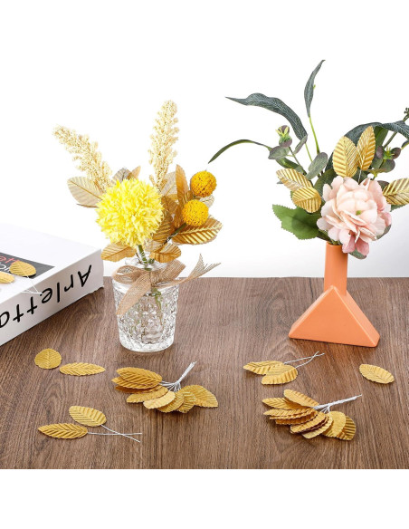 200 Hojas de Seda Artificial Doradas KALIONE para Decoración