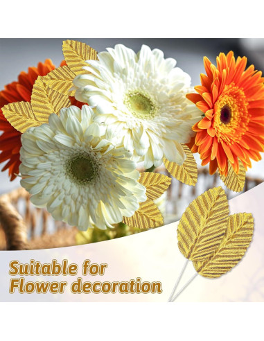 200 Hojas de Seda Artificial Doradas KALIONE para Decoración