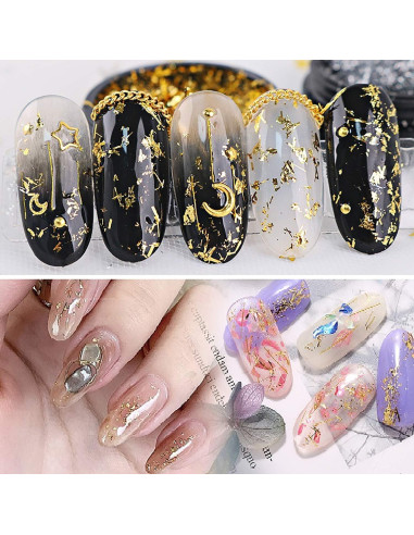 3 Piezas Copos de Hoja de Oro para Resina - Oro, Plata, Cobre