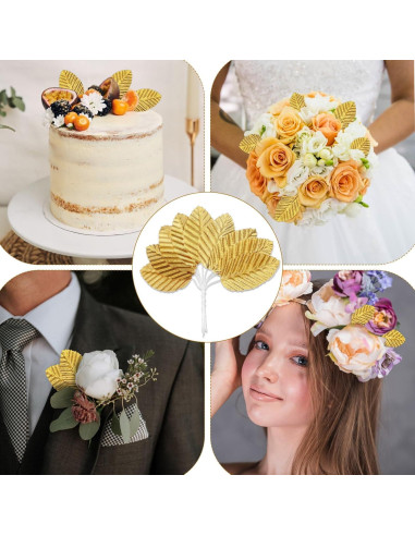 200 Hojas Artificiales Doradas Xthrotsenk para Decoración DIY