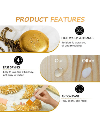 Kit de Adhesivo de Hoja de Oro Ganbaro 100ml + Barniz 100ml