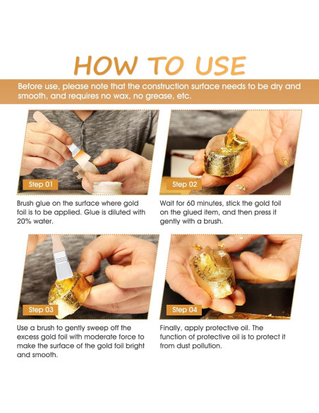 Kit de Adhesivo de Hoja de Oro Ganbaro 100ml + Barniz 100ml Kit de Adhesivo de Hoja de Oro Ganbaro 100ml + Barniz 100ml