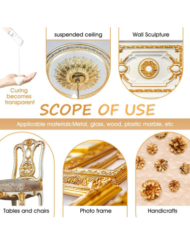 Kit de Adhesivo de Hoja de Oro Ganbaro 100ml + Barniz 100ml