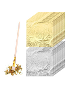 100 Hojas de Foil Dorado y Plateado 14x14 cm para Manualidades