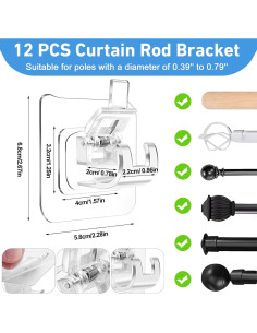 Soporte Adhesivo para Barra de Cortina ARTOSHIN 12 Piezas 2