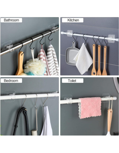 Soporte de Barra de Cortina Adhesivo Codoule 8 Piezas Transparente