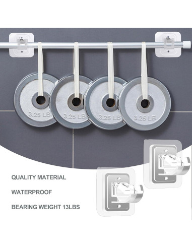 Soporte de Barra de Cortina Adhesivo Codoule 8 Piezas Transparente