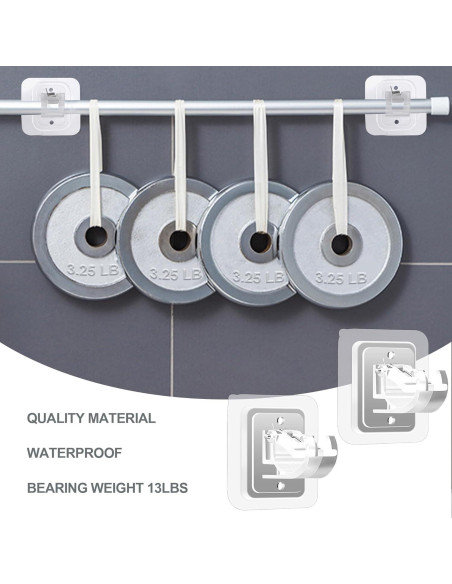 Soporte de Barra de Cortina Adhesivo Codoule 8 Piezas Transparente