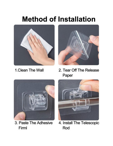 Soporte para Barra de Cortina Sin Perforación Tendiren 16pcs