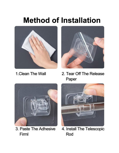 Soporte para Barra de Cortina Sin Perforación Tendiren 16pcs