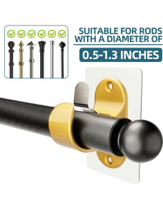 16 Soportes Autoadhesivos para Barra de Cortina Dorado - 8.2kg 2