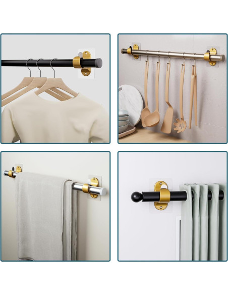 16 Soportes Autoadhesivos para Barra de Cortina Dorado - 8.2kg