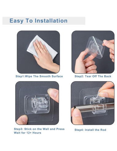 12 Soportes Autoadhesivos para Varillas de Cortina Lengenyen