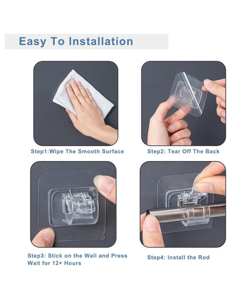 12 Soportes Autoadhesivos para Varillas de Cortina Lengenyen