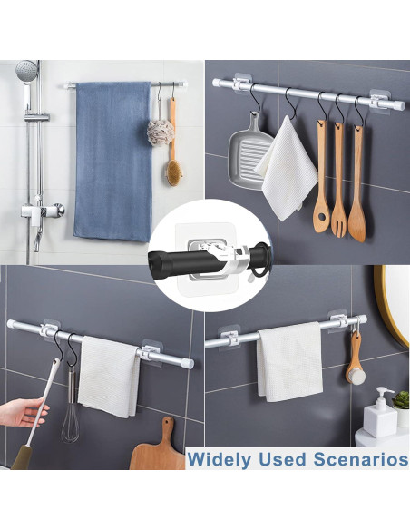 12 Soportes Autoadhesivos para Varillas de Cortina Lengenyen