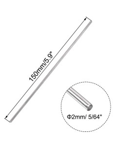 Varilla Redonda Sólida de Acero Inoxidable 304 Uxcell - 10pcs 2mm x 150mm 2