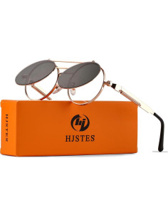 Gafas de sol redondas HJSTES unisex estilo vintage 90s 2