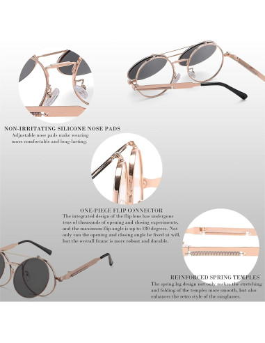 Gafas de sol redondas HJSTES unisex estilo vintage 90s