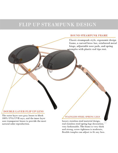 Gafas de sol redondas HJSTES unisex estilo vintage 90s