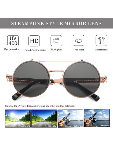 Gafas de sol redondas HJSTES unisex estilo vintage 90s