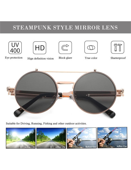 Gafas de sol redondas HJSTES unisex estilo vintage 90s